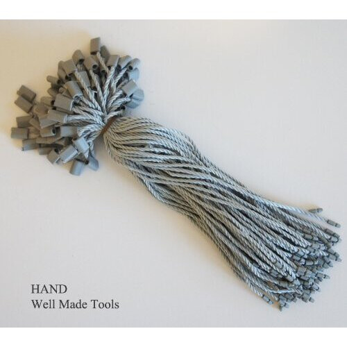 Hang Tag, Nylon String Round Snap Lock, Silver/ Light Grey 1000pcs
