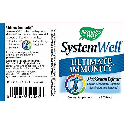 SystemWell Ultimate Immunity, 45 Tabs Nature's Way, Immune Support 1