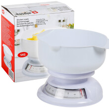 White Analogue Dial Measuring Baking Cooking Kitchen Scale 5KG Bowl