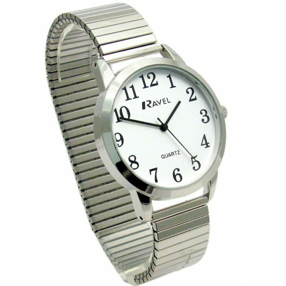 Ravel R0232.01.2 Gents Easy Read Watch with Silver Tone Expanding Bracelet