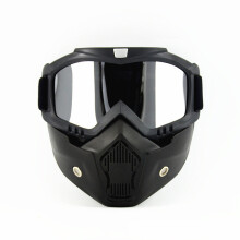 (Silver) Motorcycle Goggles Helmet Riding Goggles Glasses with Removable Face
