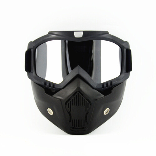 (Silver) Motorcycle Goggles Helmet Riding Goggles Glasses with Removable Face