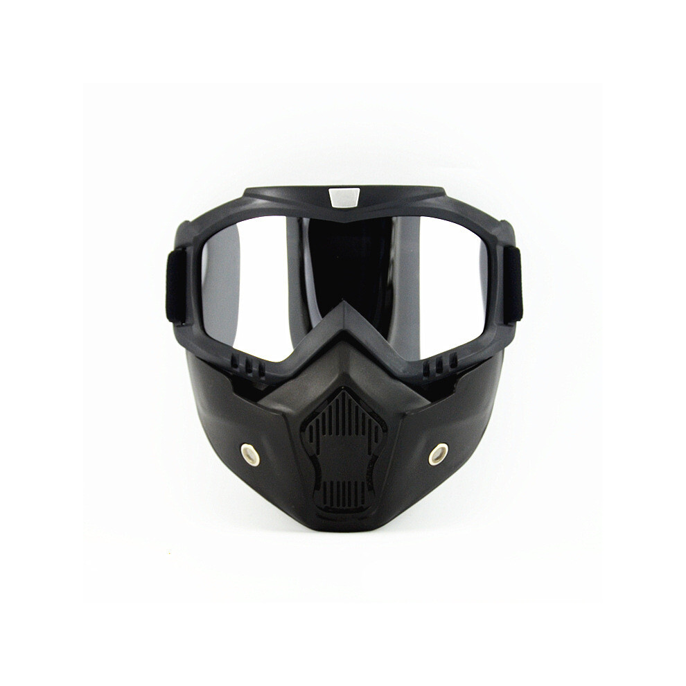 (Silver) Motorcycle Goggles Helmet Riding Goggles Glasses With Removable Face Silver 7552103048081