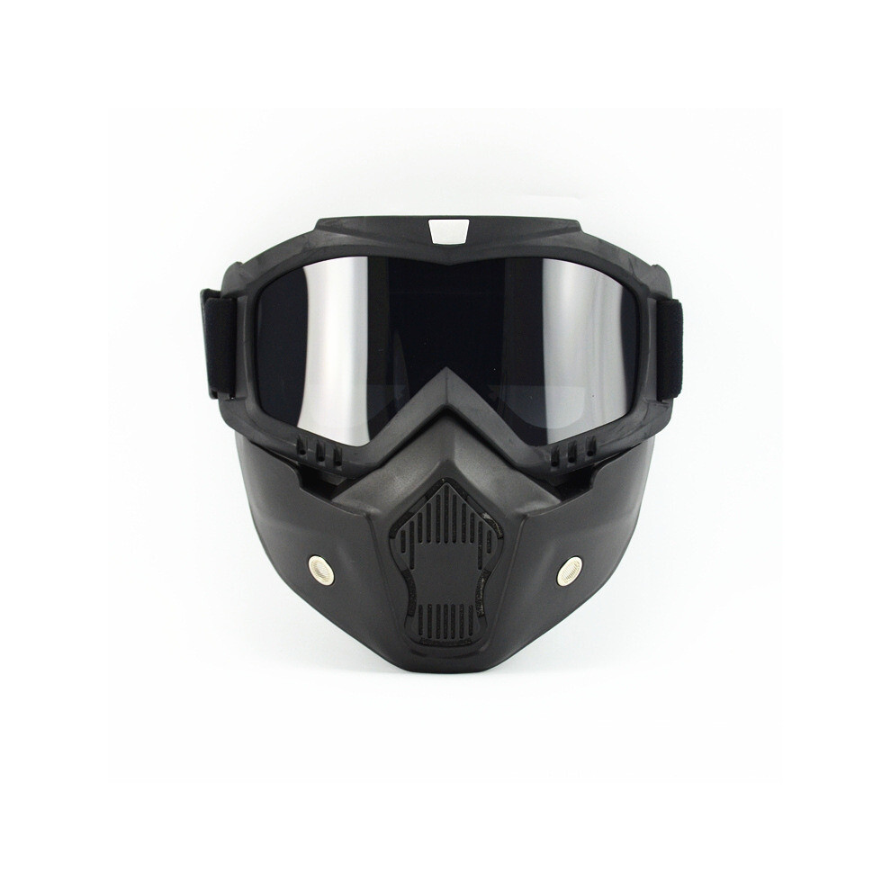 (Black) Motorcycle Goggles Helmet Riding Goggles Glasses With Removable Face Black 7552103048067