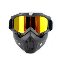 (Yellow) Motorcycle Goggles Helmet Riding Goggles Glasses with Removable Face