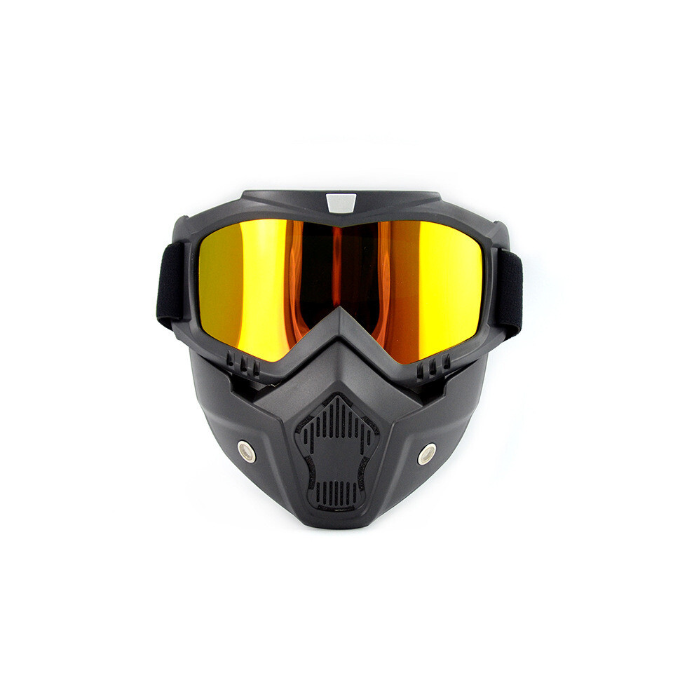 (Yellow) Motorcycle Goggles Helmet Riding Goggles Glasses With Removable Face Yellow 7552103048098
