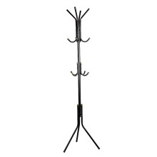 (Black) 12 Hook Coat Stand Floor Standing Rack Clothe Hang