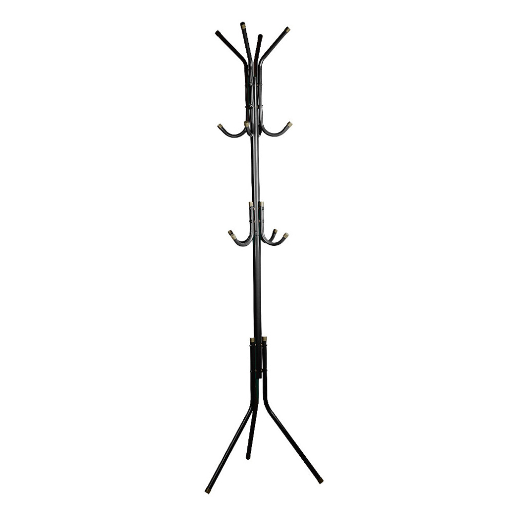 (Black) 12 Hook Coat Stand Floor Standing Rack Clothe Hang
