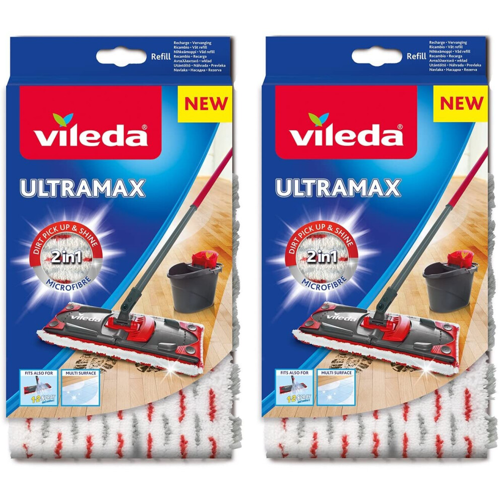 Vileda Ultramax Replacement Microfibre Pads, Pack of 2