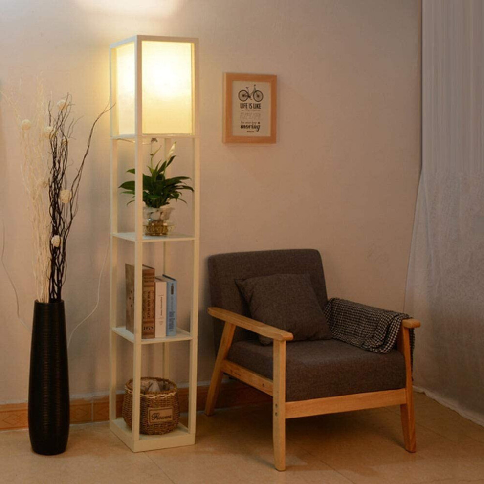 (White) LED Floor Lamp Modern with Shelves Storage Display