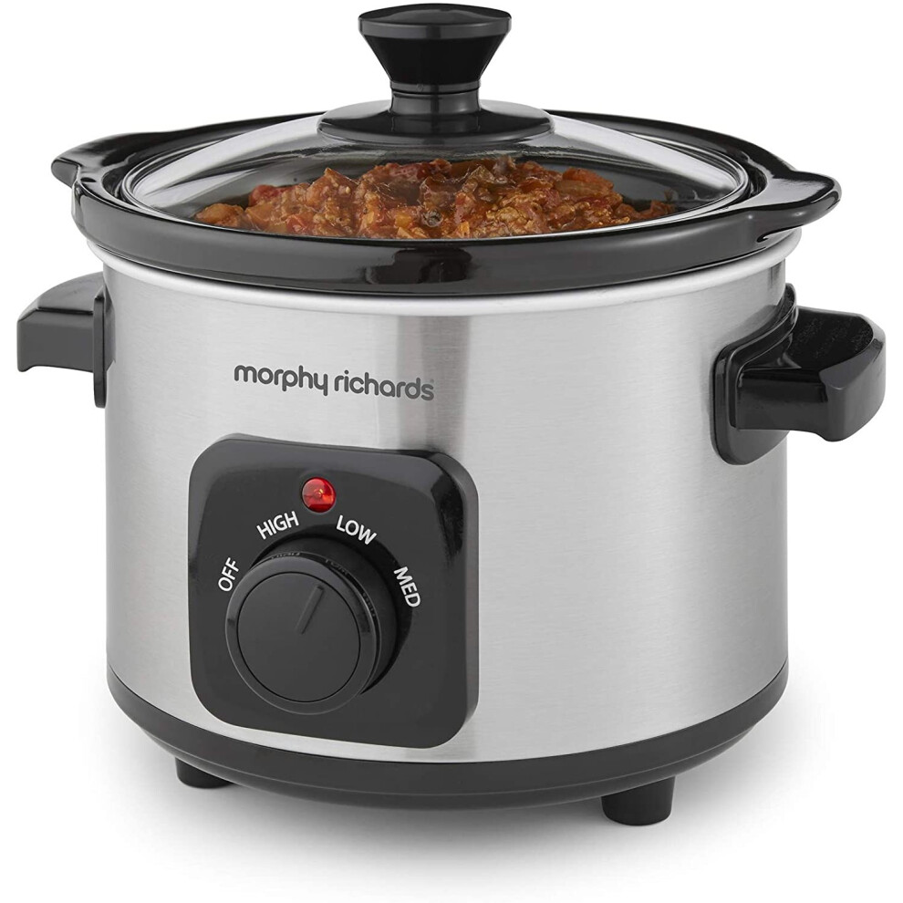 Morphy Richards Ceramic Slow Cooker, 1.5 L Brushed Stainless Steel - 460300