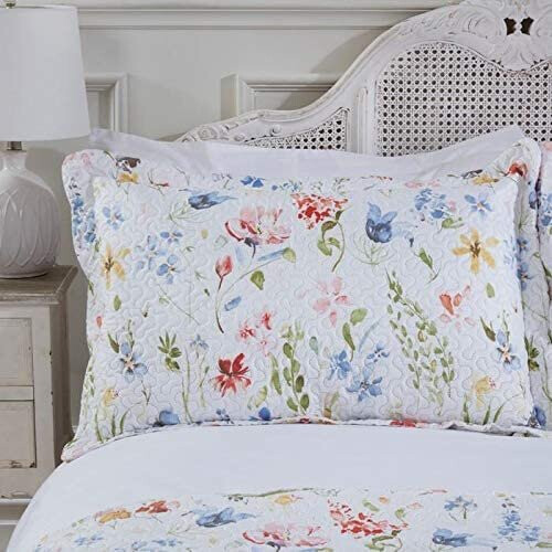(King Size) Spring Meadow Bedspread Plus Pillow Shams Set Quilted Patchwork Multi 1
