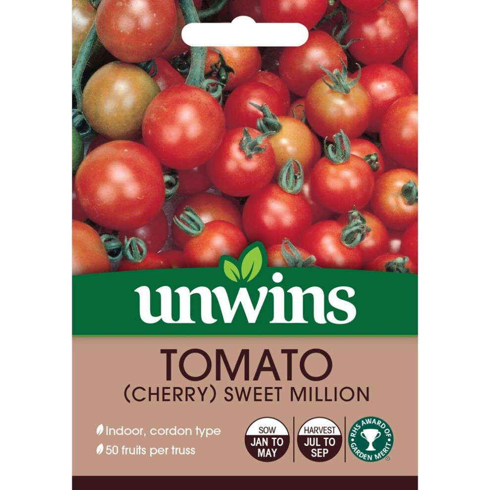 Unwins Pictorial Packet - Tomato (Cherry) Sweet Million - 15 Seeds