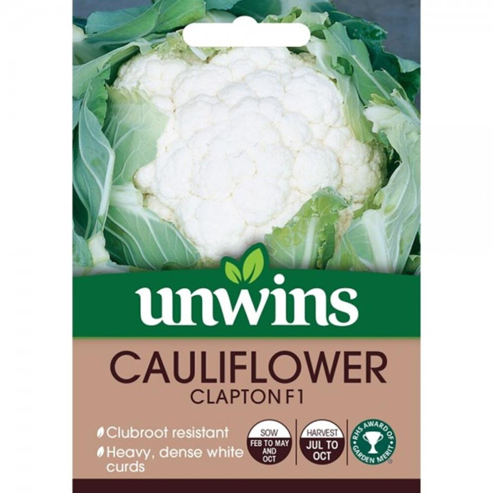Unwins Grow Your Own Cauliflower Clapton F1 Vegetable Seeds White