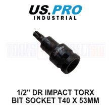 US PRO INDUSTRIAL 1/2" Dr Impact Torx Bit Socket T40 X 53MM 1698