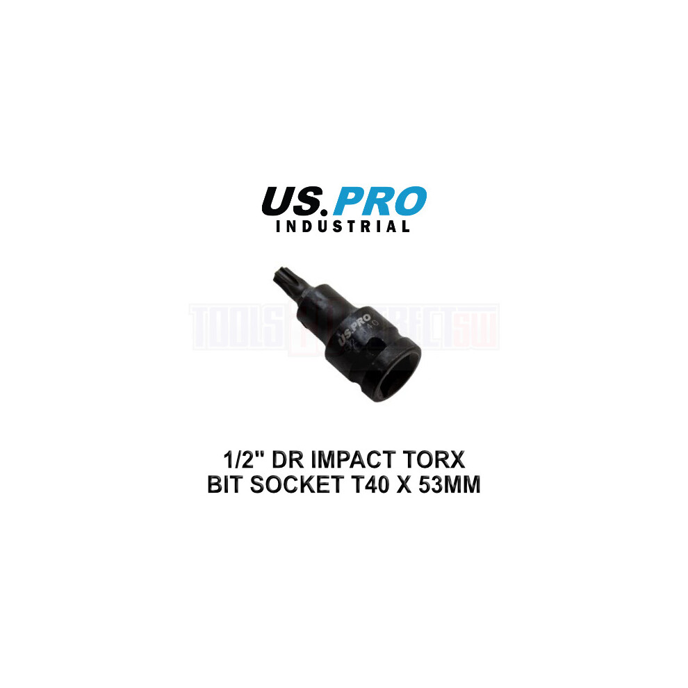 US PRO INDUSTRIAL 1/2" Dr Impact Torx Bit Socket T40 X 53MM 1698