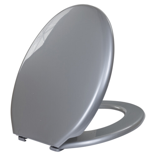 (Grey) Coloured Hinged Oval Shape Plastic WC Toilet Seat