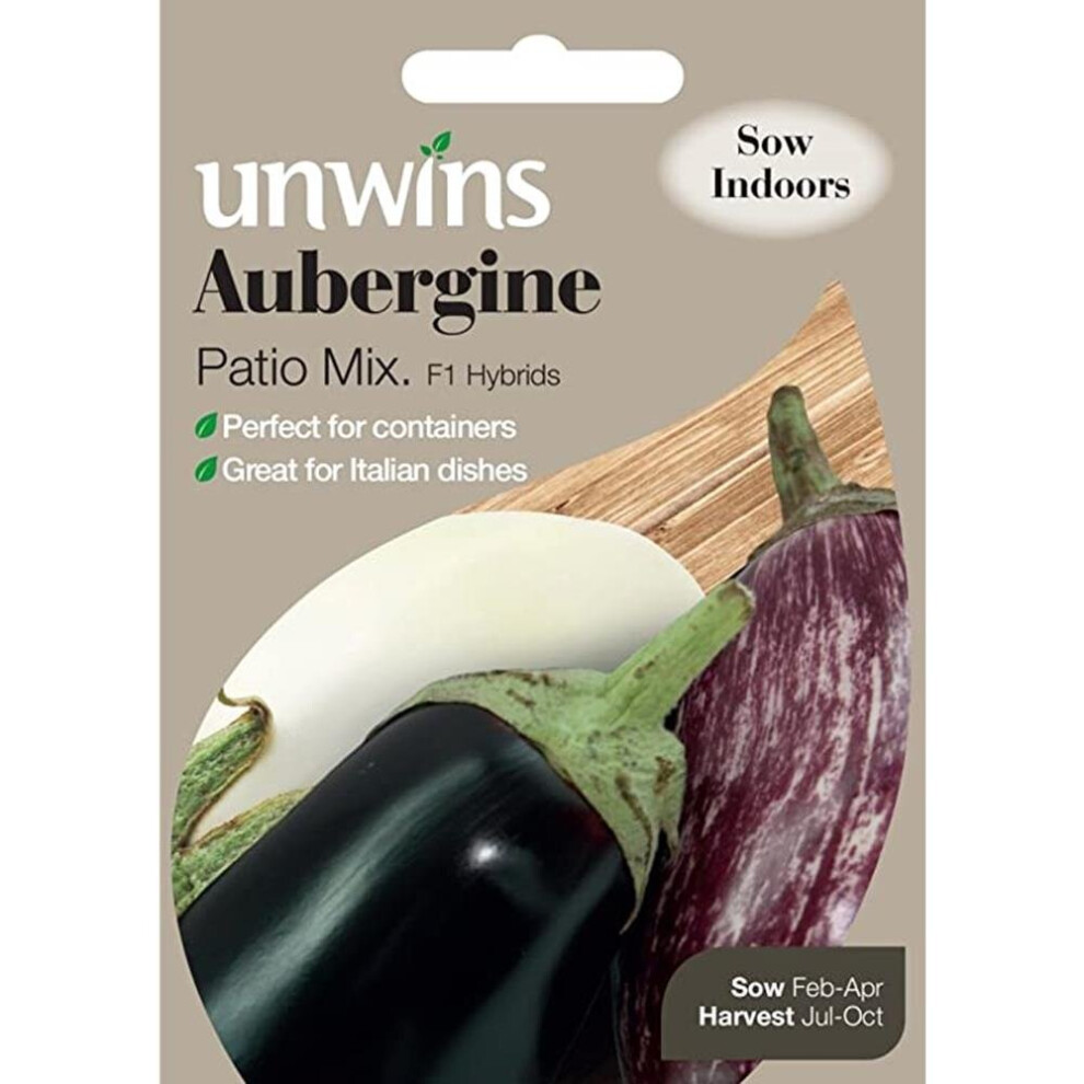 Unwins Grow Your Own Aubergine Pinstripe Patio Three Mix Seeds Ivory