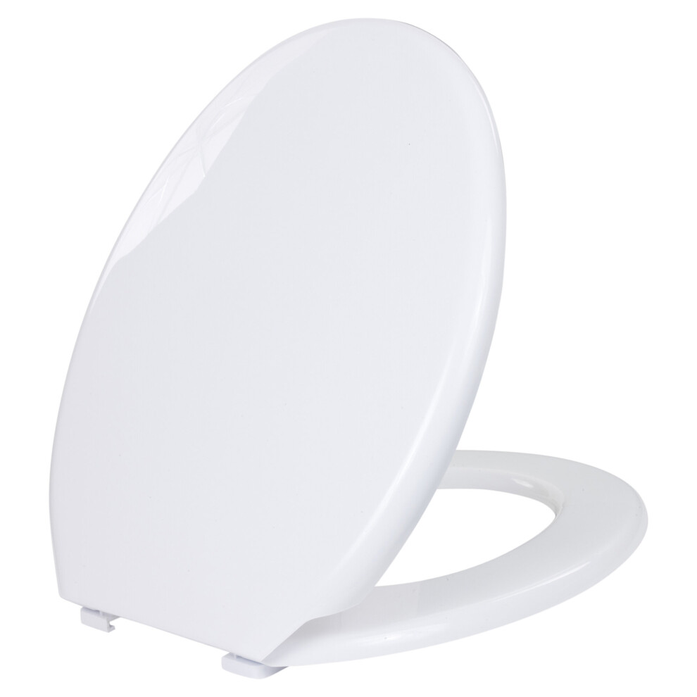 (White) Coloured Hinged Oval Shape Plastic Wc Toilet Seat White