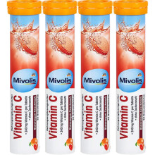 Mivolis Vitamin C Effervescent Tablets Blood Orange Flavor - Sugar-Free - 240 mg per Tablet - Immune Support - Vegan Gluten-Free - 80 Tablets