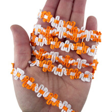 HAND Orange and White Fabric Sew In Trim Embellishment for Garments and Accessories - 11 mm Wide - 3 Metres