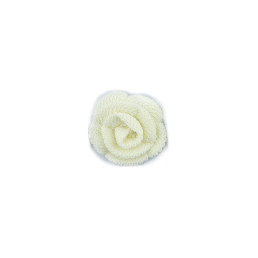 HAND Knitted Off-White Decorative Rosettes Sew on Trim with Net Backing - 1 Metre Appx 12 pcs (8 x 8 cm)-image-OPC-P6QQB8K-NEW