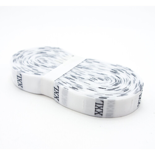 A Roll of Fold Woven Size Label Tabs White, 500pcs (XXL)