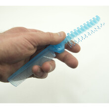 HAND Light Blue Small Folding Travel Pocket Brush Combs - 10 cm Long Folded Size - Set of 2