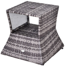 Outsunny Rattan Wicker Tea Coffee Table w/ Umbrella Hole and Storage