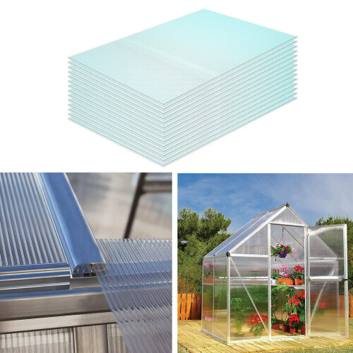 Living And Home Polycarbonate 4mm Sheets Greenhouse Replacement Clear Twinwall Panel Pack of 14 1