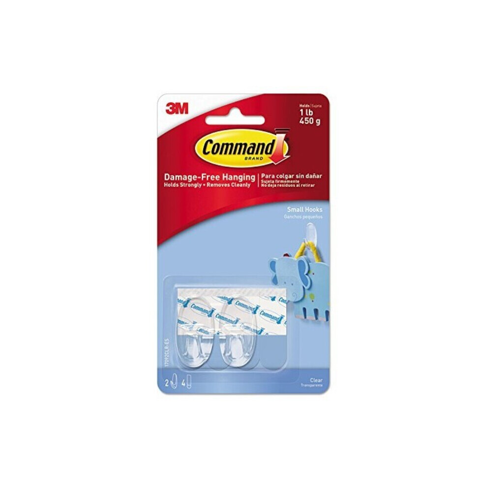 MMM17092CLR - Command Small Clear Hooks with Clear Strips 17092CLR