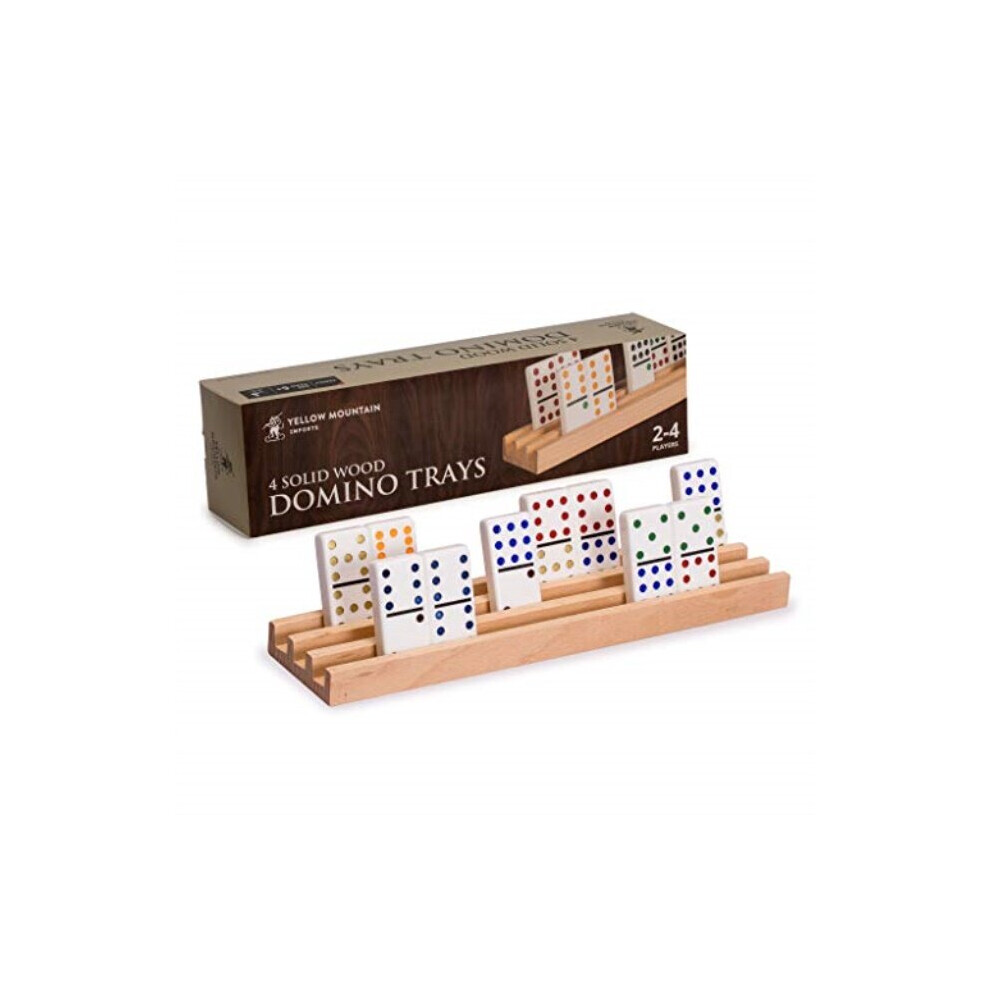 Yellow Mountain Imports Premium Beechwood Domino Racks/Trays (10-Inch) - Set of 4 - Tile Holders for Mexican Train, Chickenfoot and Other Domino Games