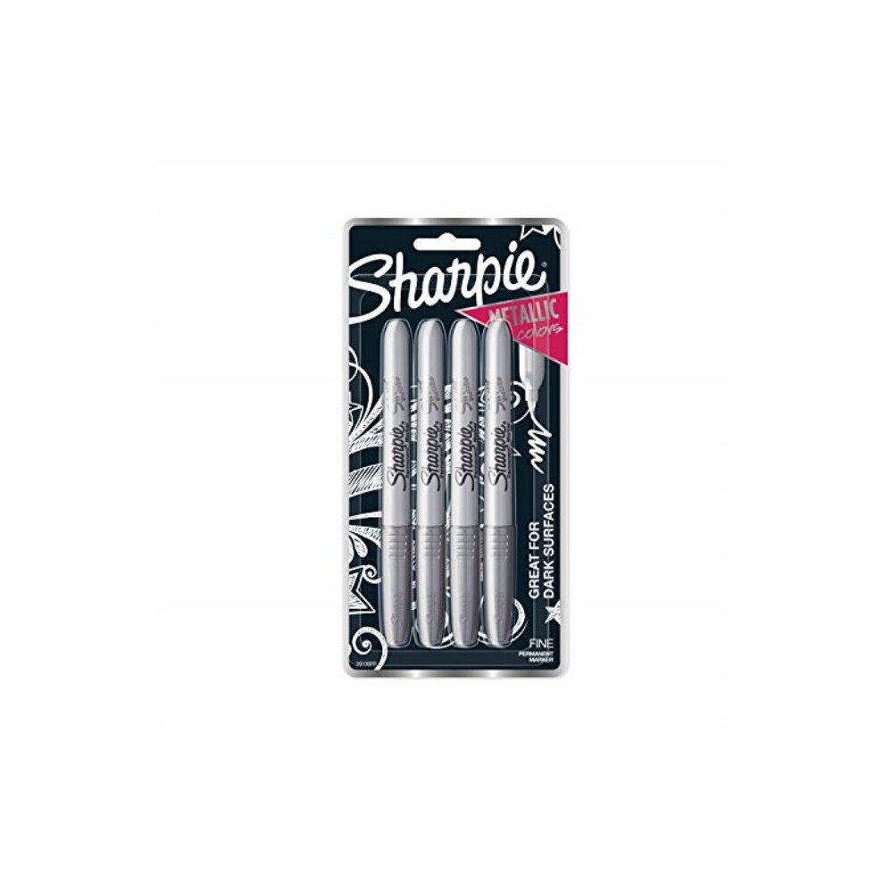 Sharpie 39109PP Metallic Permanent Markers Fine Point Silver 4 Count