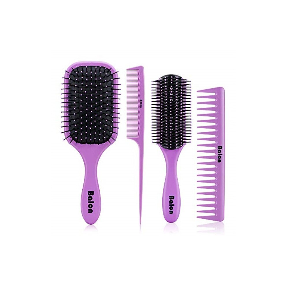 Balon Women's 4Pcs Hair Brush Hair Comb For And Detangling Paddle Brush Great On Wet Or Dry Hair No More Tangle Hair Brush Set For Straight Long Thick C