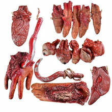 Halloween Blood Props Fake Scary Severed Hand Broken Body Parts for Haunted House Halloween Vampire Zombie Party Decorations Supplies (6pcs Body Parts