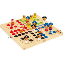 Gesellschaftsspiele - Small Foot 10951 Ludo "Pirateninsel" Holz Schachbrett in einem originalen Piratendesign faltbar.