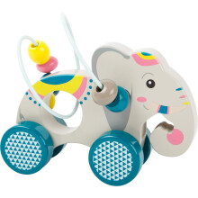 Puulelu - SMALL FOOT DESIGN - Viidakko - Työntöelefantti - FSC-sertifioitu puu - Kehittää motorisia taitoja