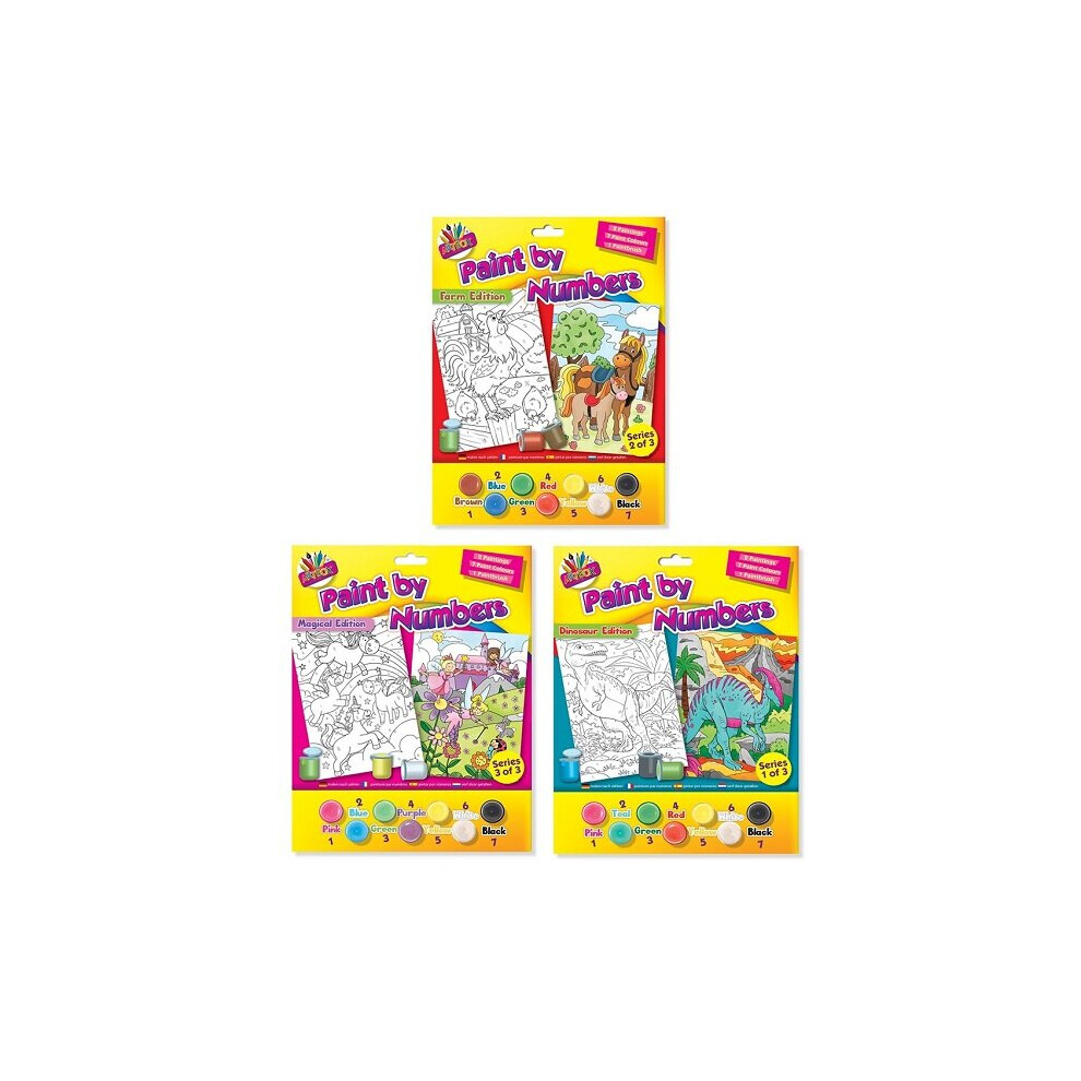 A4 Paint By Numbers Kids Children Art Painting Paint Brush Set Farm