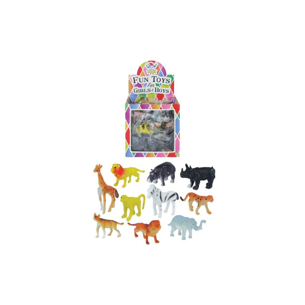 10 Assorted Mini Jungle Zoo Plastic Animal Figures Elephant Tiger Giraffe Toys