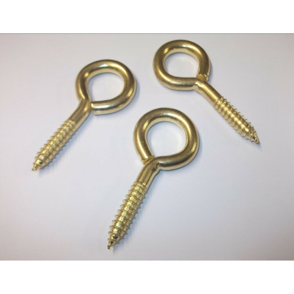 20 x Picture Photo Frame Hanging Screw Eyes Brass Plated 30mm