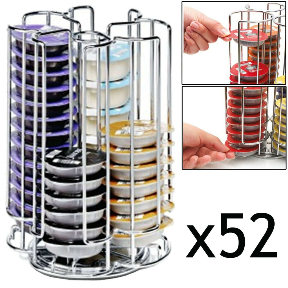 52 Rotating T-Disc Holder Rack for Bosch Tassimo Coffee Machine Capsule Pods (52 Pod Tower Dispenser)