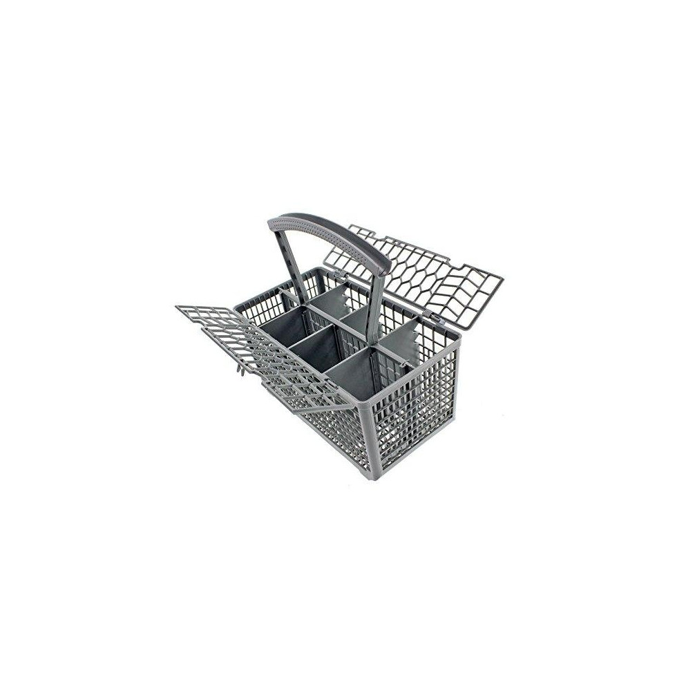 Spares2go Dishwasher Cutlery Basket Cage Lid & Removable Handle Compatible With Neff (235 X 242 X 130) Grey