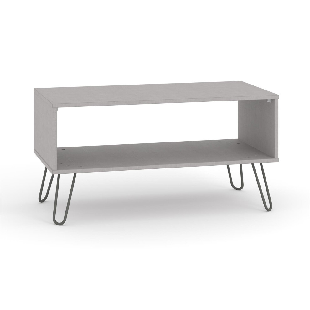 Grey Rectangle Coffee Occasional Living Room Table With Open Shelf Storage