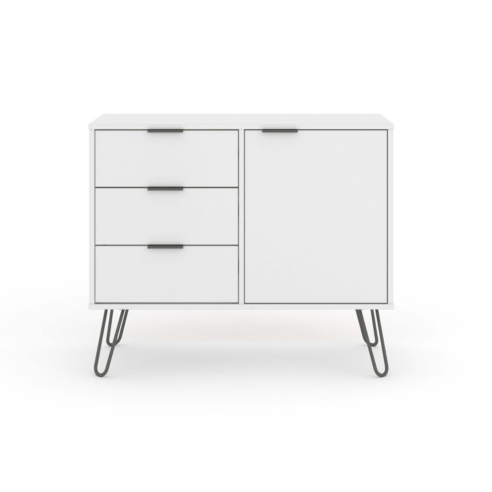 White Sideboard Cupboard With 1 Doors, 3 Drawers Living Room Storage Furniture