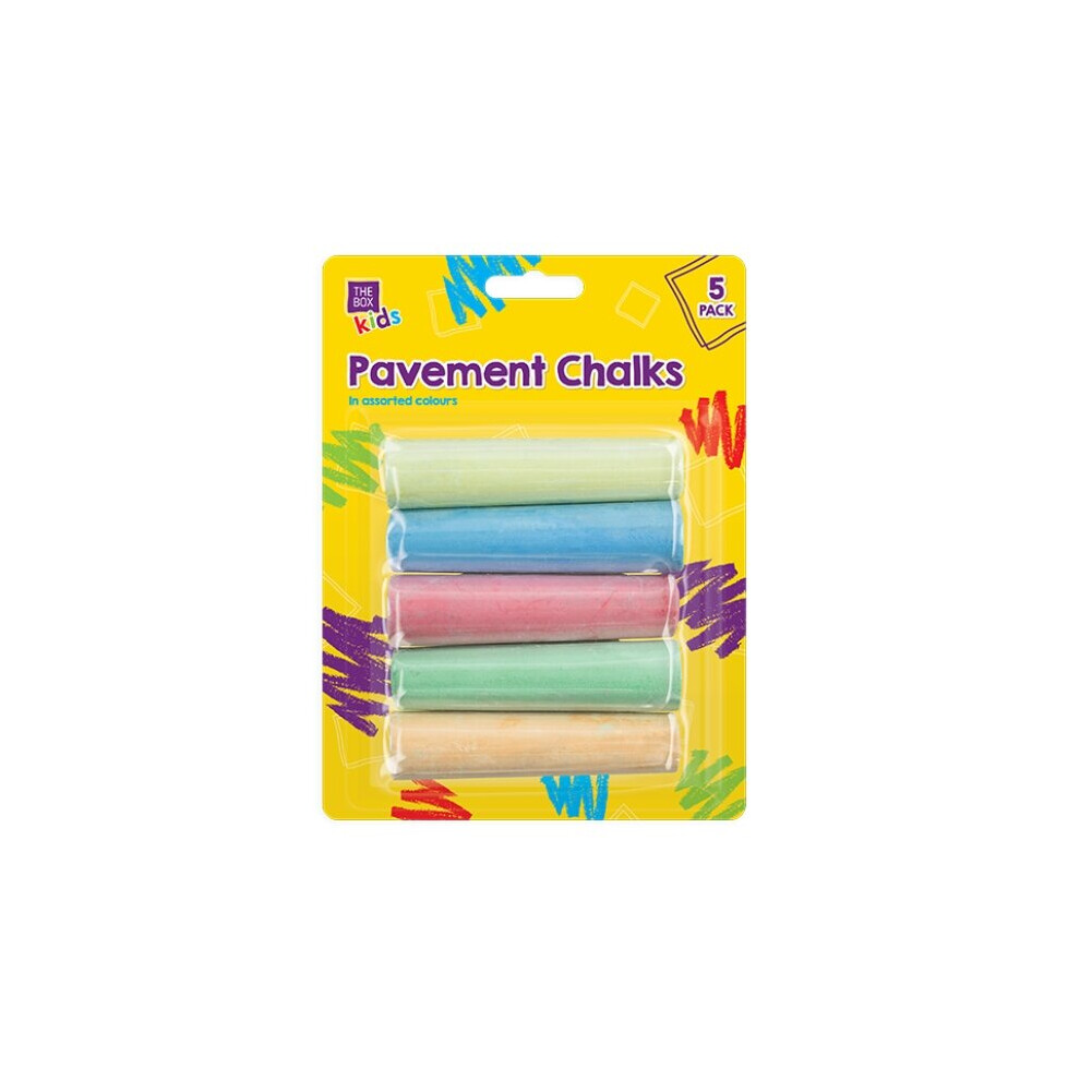 5 Assorted Coloured Giant Chalk Pack Jumbo Chalks Pavement School Kids Craft