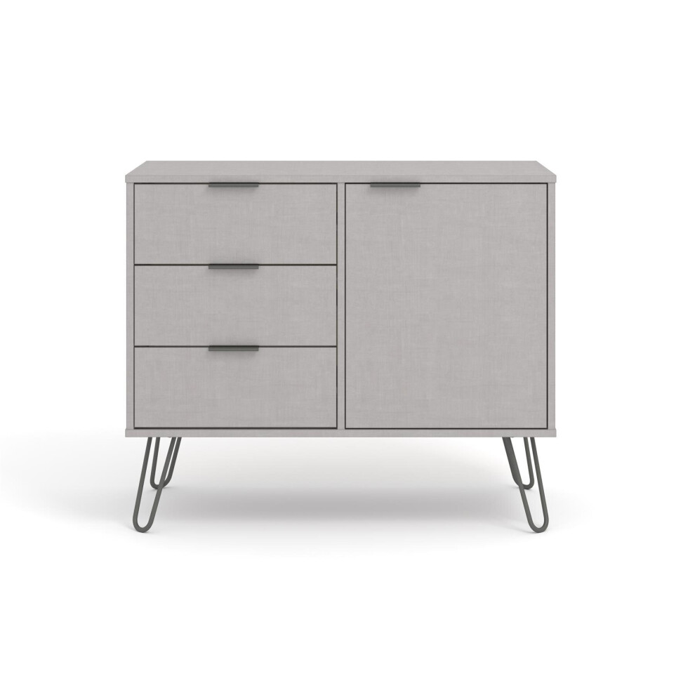 Grey Sideboard Cupboard With 1 Doors, 3 Drawers Living Room Storage Furniture