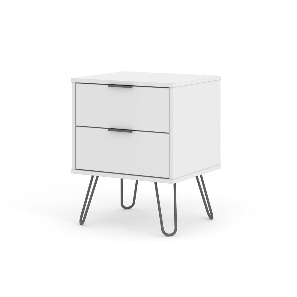 Bedside Lamp Table Cabinet 2 Drawer Bedroom Living Room Storage White