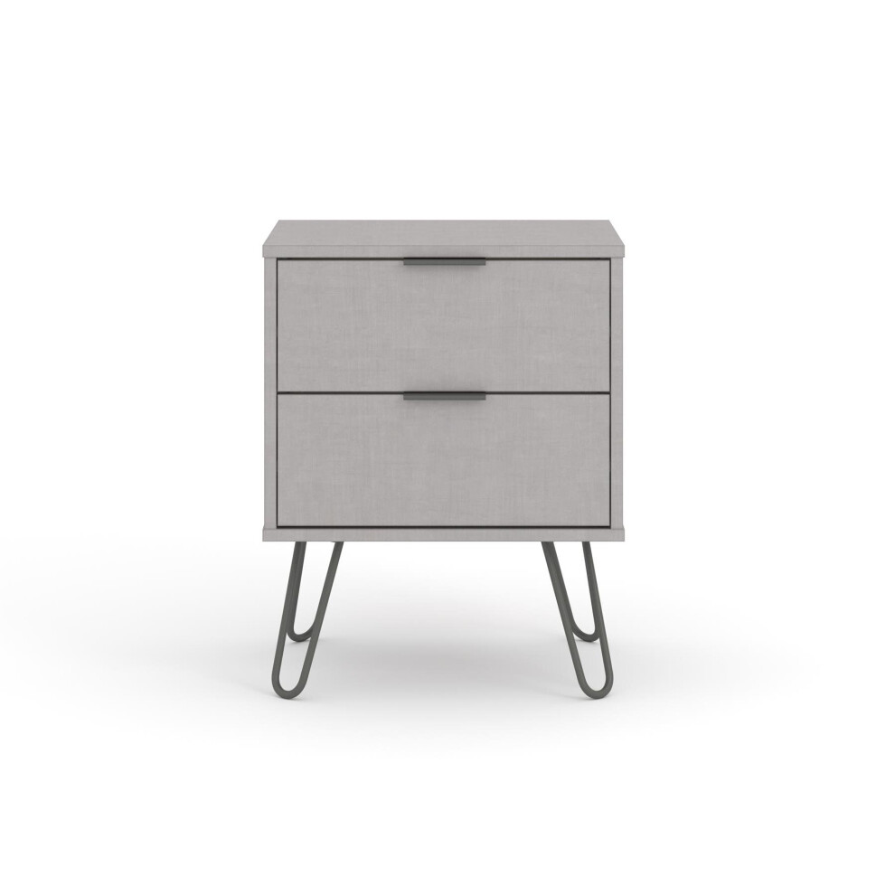 Grey Bedside Lamp Table Cabinet 2 Drawer Bedroom Living Room Storage Unit