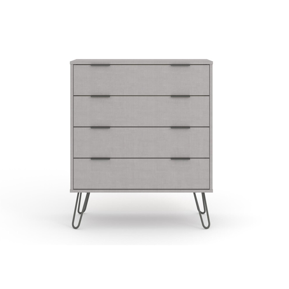 Grey Chest of 4 Drawers Bedroom Living Room Storage Furniture With Metal Handles