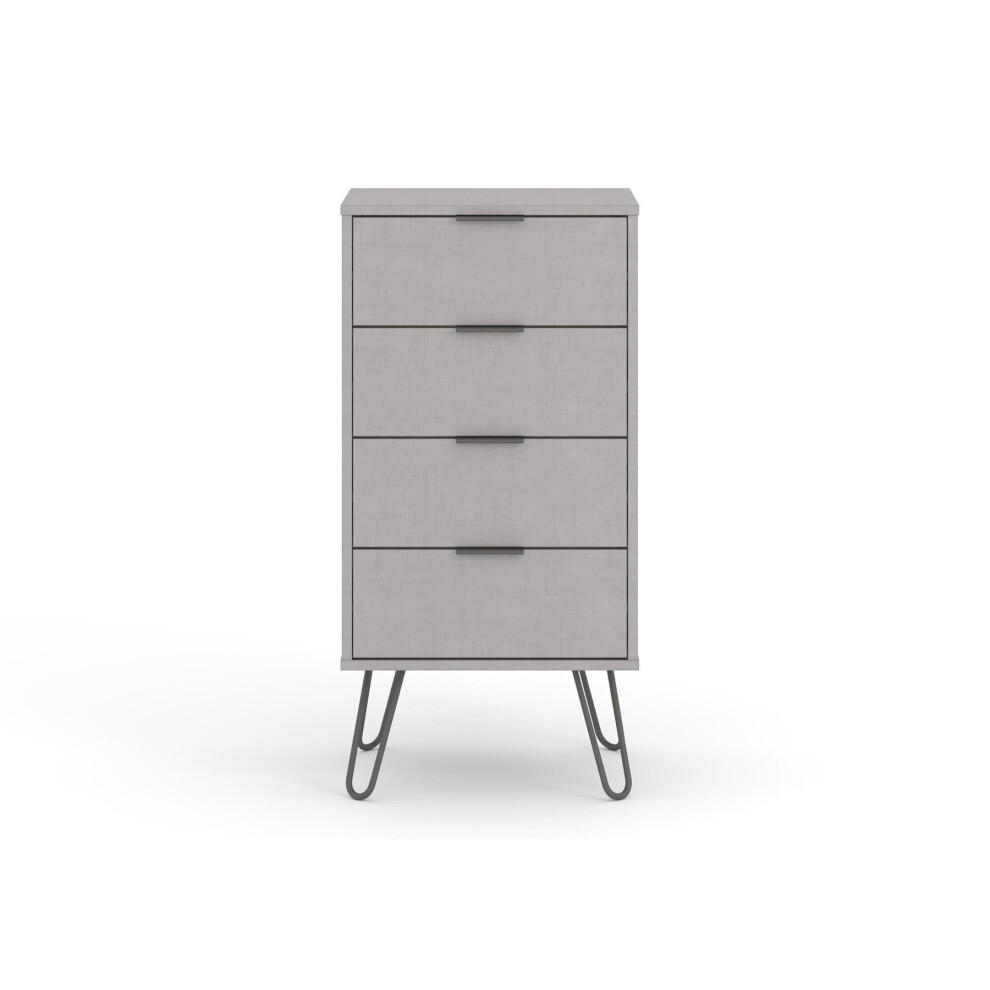 Grey Chest of 4 Drawers Bedroom Living Room Storage Furniture With Metal Handles